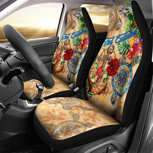 Sint Eustatius Car Seat Cover Geographic Coordinate Anchor - Turlte Tropical