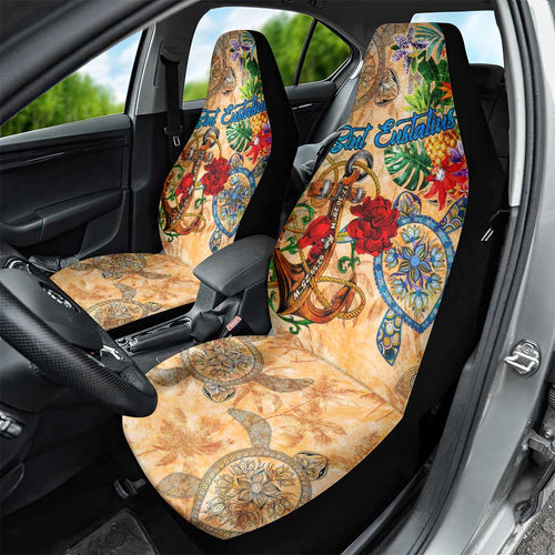 Sint Eustatius Car Seat Cover Geographic Coordinate Anchor - Turlte Tropical
