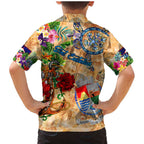Sint Eustatius Family Matching Mermaid Dress and Hawaiian Shirt Geographic Coordinate Anchor - Turlte Tropical