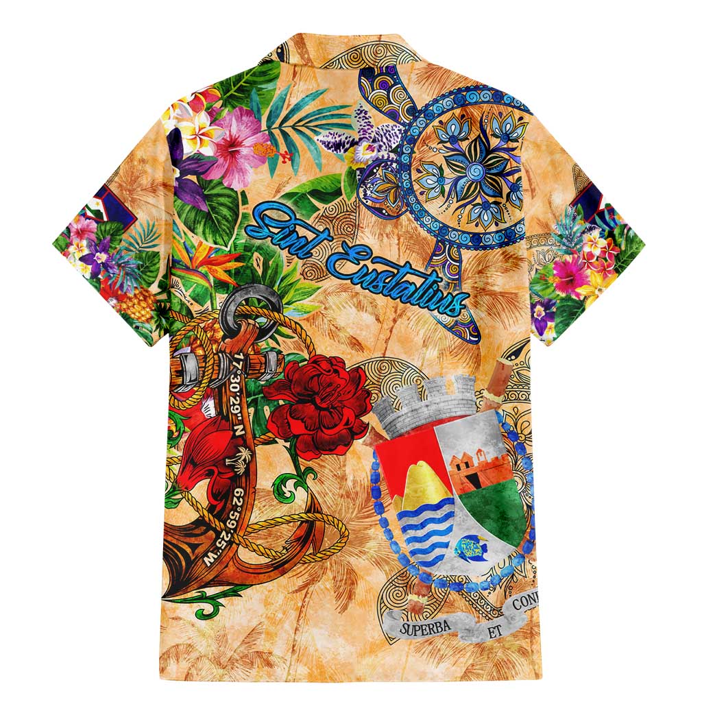 Sint Eustatius Family Matching Mermaid Dress and Hawaiian Shirt Geographic Coordinate Anchor - Turlte Tropical