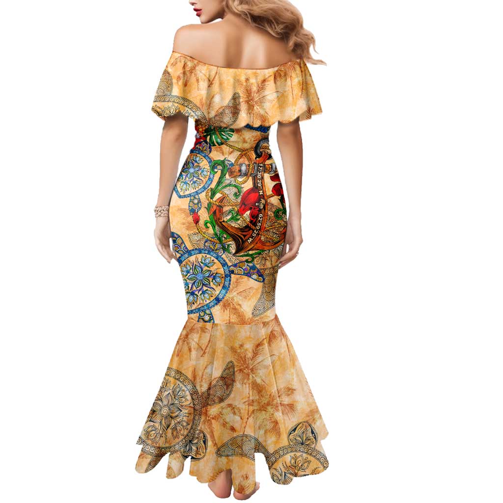 Sint Eustatius Family Matching Mermaid Dress and Hawaiian Shirt Geographic Coordinate Anchor - Turlte Tropical