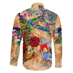 Sint Eustatius Family Matching Summer Maxi Dress and Hawaiian Shirt Geographic Coordinate Anchor - Turlte Tropical