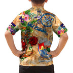 Sint Eustatius Family Matching Tank Maxi Dress and Hawaiian Shirt Geographic Coordinate Anchor - Turlte Tropical