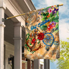 Sint Eustatius Garden Flag Geographic Coordinate Anchor - Turlte Tropical