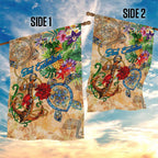 Sint Eustatius Garden Flag Geographic Coordinate Anchor - Turlte Tropical
