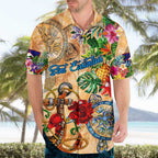 Sint Eustatius Hawaiian Shirt Geographic Coordinate Anchor - Turlte Tropical