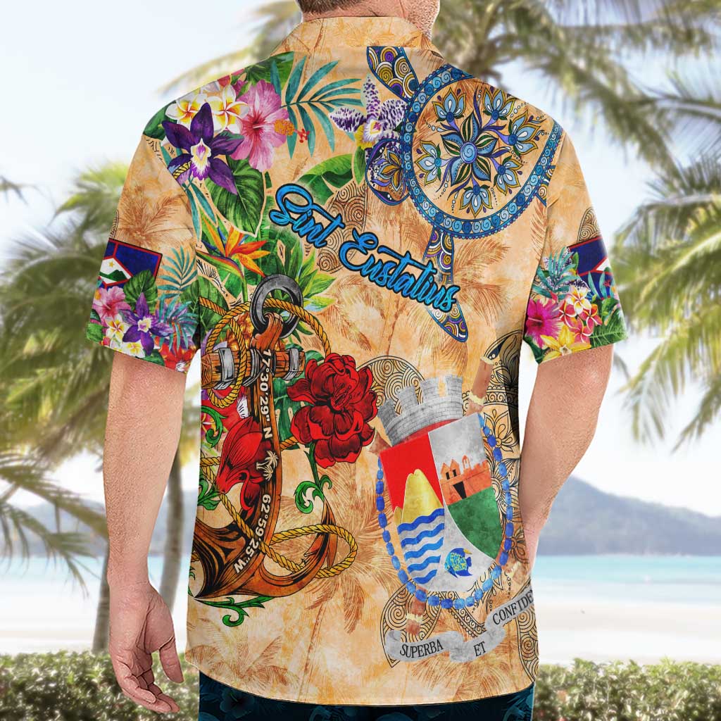Sint Eustatius Hawaiian Shirt Geographic Coordinate Anchor - Turlte Tropical