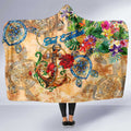 Sint Eustatius Hooded Blanket Geographic Coordinate Anchor - Turlte Tropical