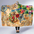 Sint Eustatius Hooded Blanket Geographic Coordinate Anchor - Turlte Tropical