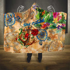Sint Eustatius Hooded Blanket Geographic Coordinate Anchor - Turlte Tropical