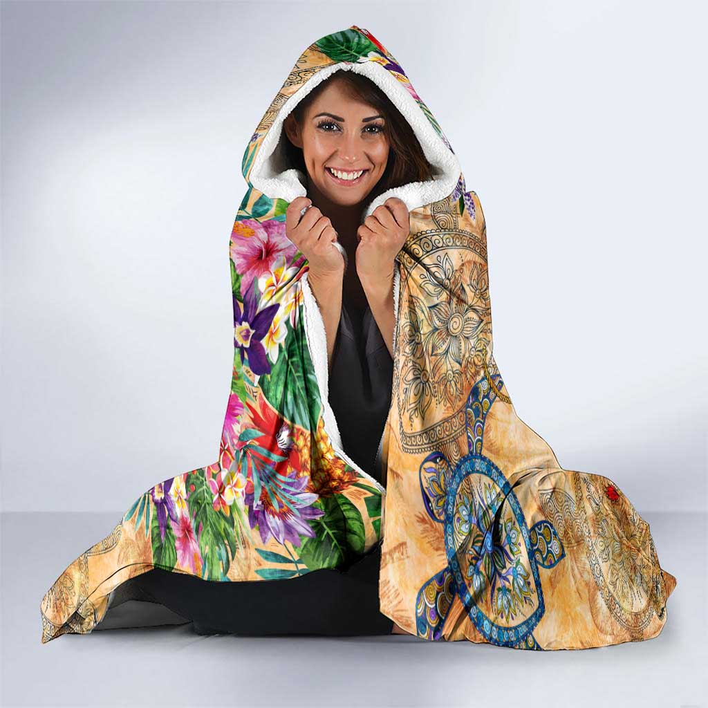 Sint Eustatius Hooded Blanket Geographic Coordinate Anchor - Turlte Tropical