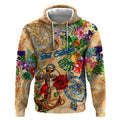 Sint Eustatius Hoodie Geographic Coordinate Anchor - Turlte Tropical