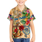 Sint Eustatius Kid Hawaiian Shirt Geographic Coordinate Anchor - Turlte Tropical