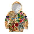 Sint Eustatius Kid Hoodie Geographic Coordinate Anchor - Turlte Tropical