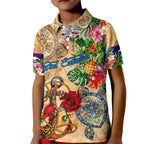 Sint Eustatius Kid Polo Shirt Geographic Coordinate Anchor - Turlte Tropical