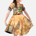 Sint Eustatius Kid Short Sleeve Dress Geographic Coordinate Anchor - Turlte Tropical
