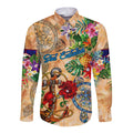 Sint Eustatius Long Sleeve Button Shirt Geographic Coordinate Anchor - Turlte Tropical