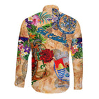 Sint Eustatius Long Sleeve Button Shirt Geographic Coordinate Anchor - Turlte Tropical