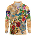 Sint Eustatius Long Sleeve Polo Shirt Geographic Coordinate Anchor - Turlte Tropical