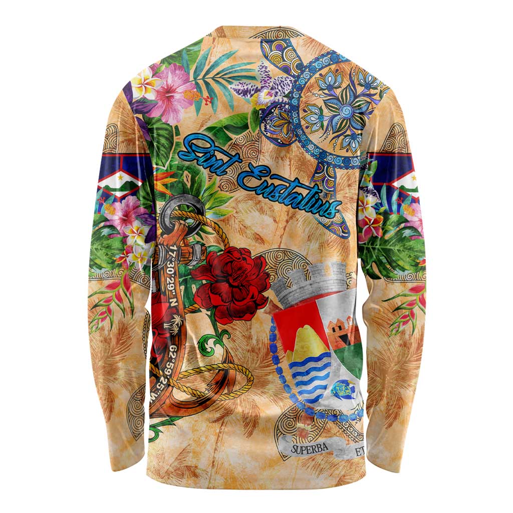 Sint Eustatius Long Sleeve Shirt Geographic Coordinate Anchor - Turlte Tropical