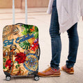 Sint Eustatius Luggage Cover Geographic Coordinate Anchor - Turlte Tropical
