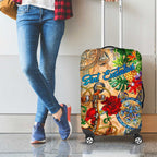 Sint Eustatius Luggage Cover Geographic Coordinate Anchor - Turlte Tropical