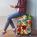 Sint Eustatius Luggage Cover Geographic Coordinate Anchor - Turlte Tropical