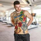 Sint Eustatius Men Tank Top Geographic Coordinate Anchor - Turlte Tropical
