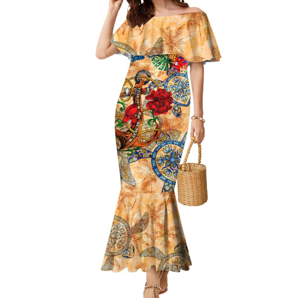 Sint Eustatius Mermaid Dress Geographic Coordinate Anchor - Turlte Tropical