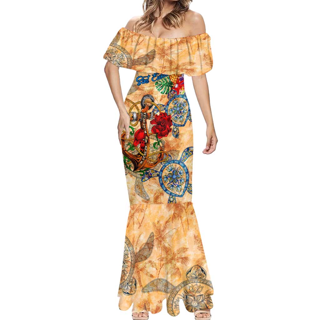 Sint Eustatius Mermaid Dress Geographic Coordinate Anchor - Turlte Tropical