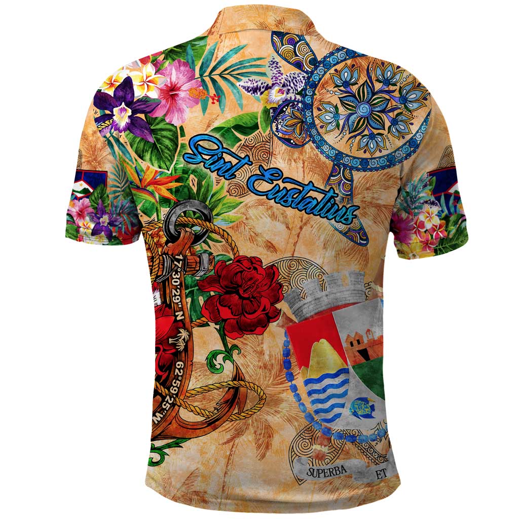 Sint Eustatius Polo Shirt Geographic Coordinate Anchor - Turlte Tropical