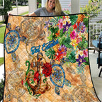 Sint Eustatius Quilt Geographic Coordinate Anchor - Turlte Tropical