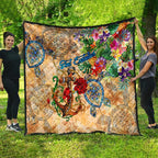 Sint Eustatius Quilt Geographic Coordinate Anchor - Turlte Tropical