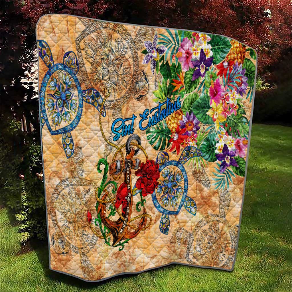 Sint Eustatius Quilt Geographic Coordinate Anchor - Turlte Tropical