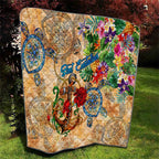 Sint Eustatius Quilt Geographic Coordinate Anchor - Turlte Tropical
