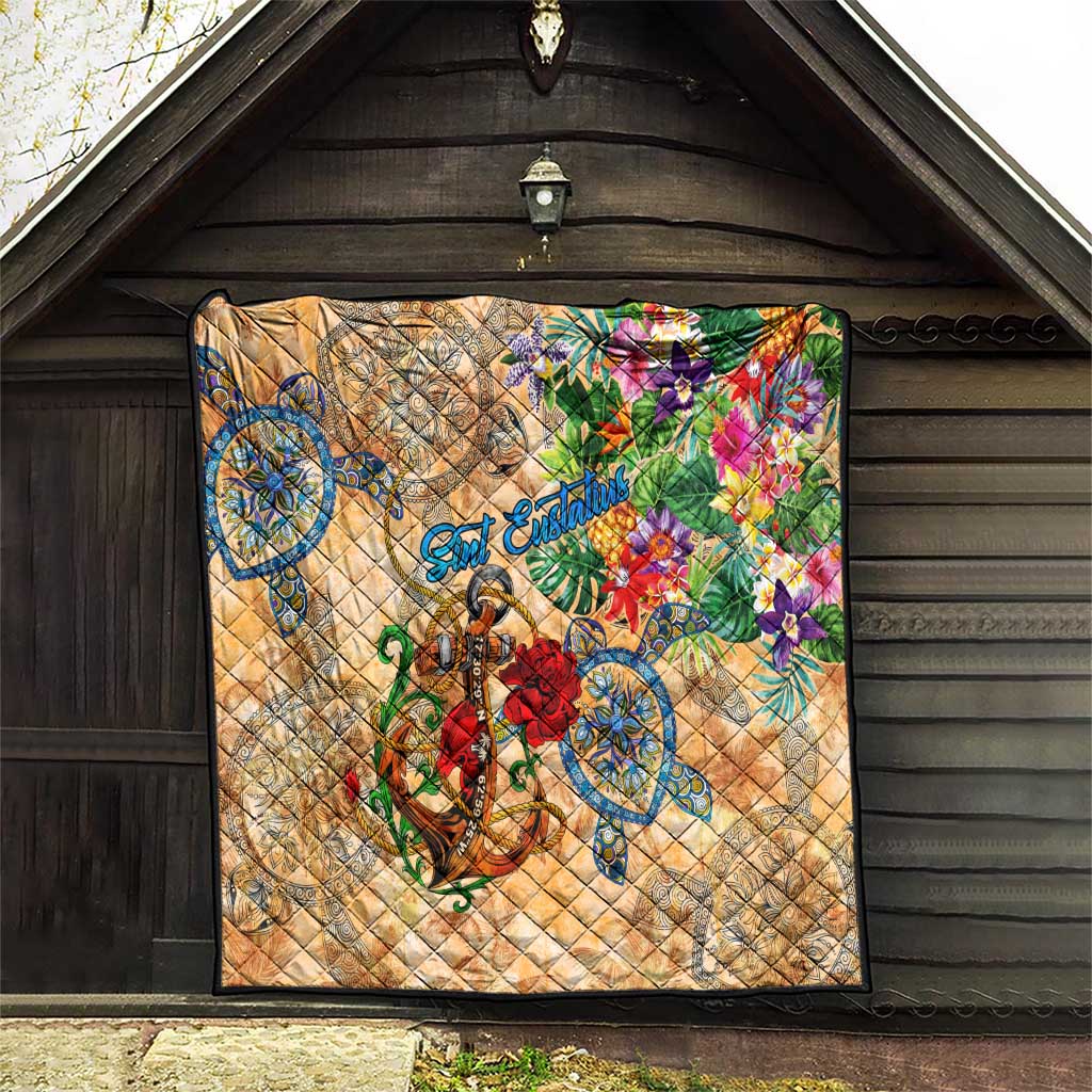 Sint Eustatius Quilt Geographic Coordinate Anchor - Turlte Tropical