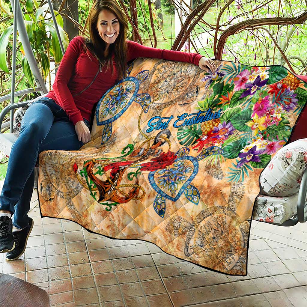 Sint Eustatius Quilt Geographic Coordinate Anchor - Turlte Tropical