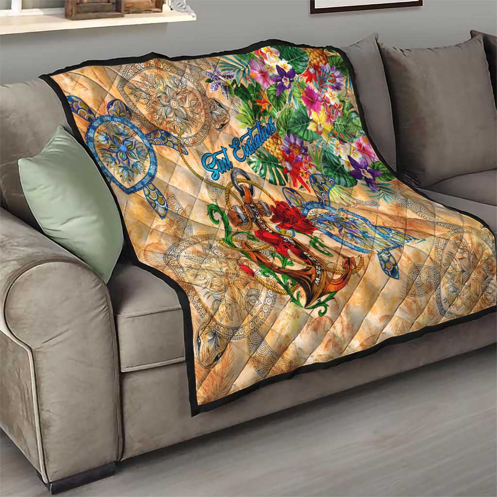 Sint Eustatius Quilt Geographic Coordinate Anchor - Turlte Tropical