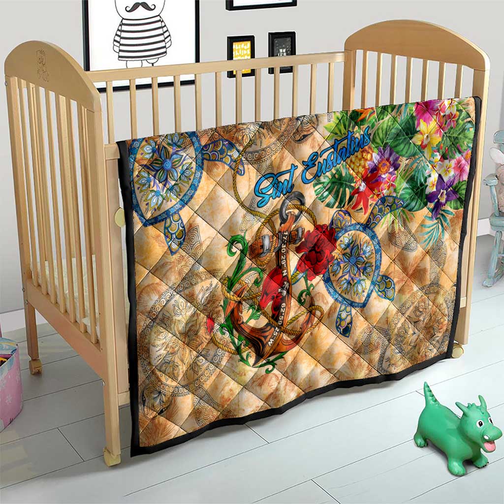 Sint Eustatius Quilt Geographic Coordinate Anchor - Turlte Tropical