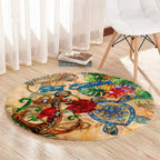 Sint Eustatius Round Carpet Geographic Coordinate Anchor - Turlte Tropical