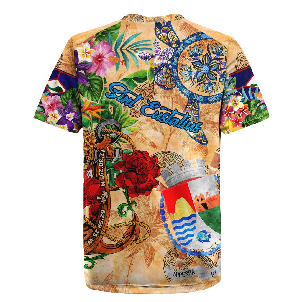 Sint Eustatius Rugby Jersey Geographic Coordinate Anchor - Turlte Tropical