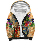 Sint Eustatius Sherpa Hoodie Geographic Coordinate Anchor - Turlte Tropical