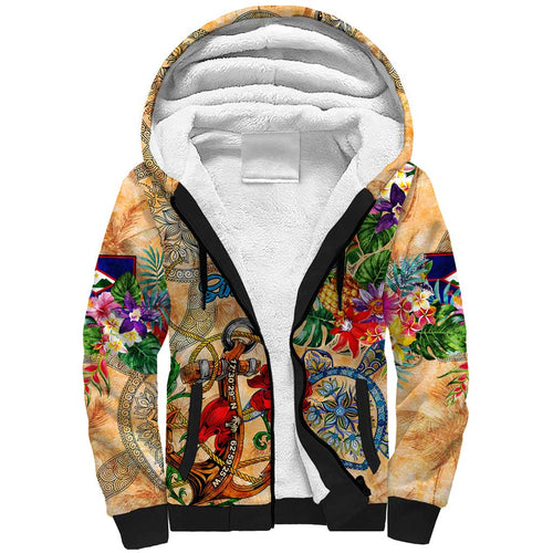 Sint Eustatius Sherpa Hoodie Geographic Coordinate Anchor - Turlte Tropical