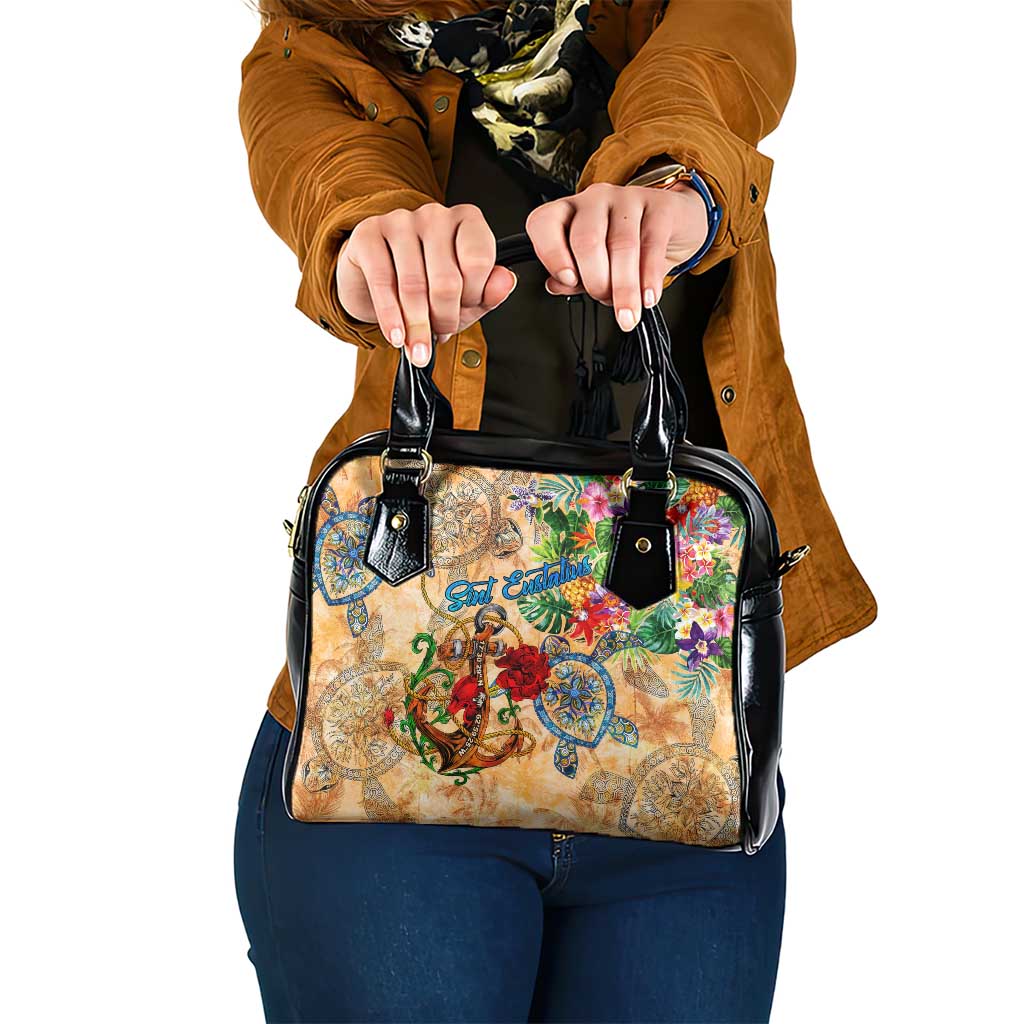 Sint Eustatius Shoulder Handbag Geographic Coordinate Anchor - Turlte Tropical