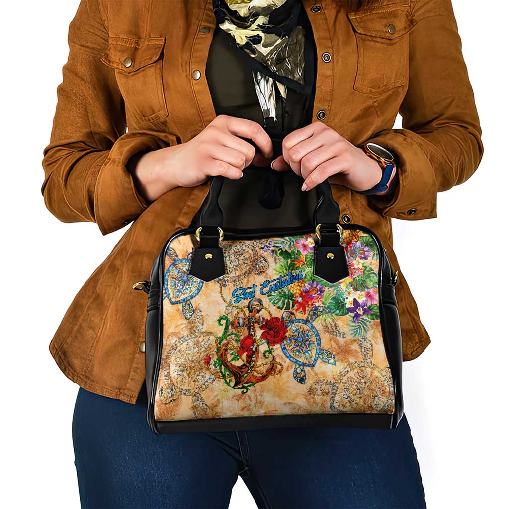 Sint Eustatius Shoulder Handbag Geographic Coordinate Anchor - Turlte Tropical