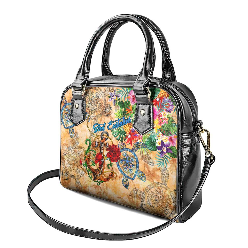 Sint Eustatius Shoulder Handbag Geographic Coordinate Anchor - Turlte Tropical