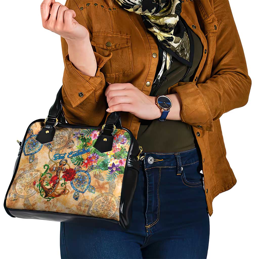 Sint Eustatius Shoulder Handbag Geographic Coordinate Anchor - Turlte Tropical