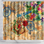 Sint Eustatius Shower Curtain Geographic Coordinate Anchor - Turlte Tropical