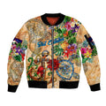 Sint Eustatius Sleeve Zip Bomber Jacket Geographic Coordinate Anchor - Turlte Tropical