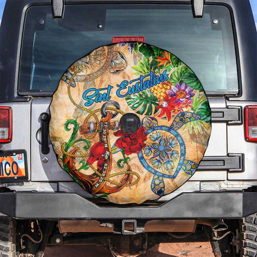 Sint Eustatius Spare Tire Cover Geographic Coordinate Anchor - Turlte Tropical